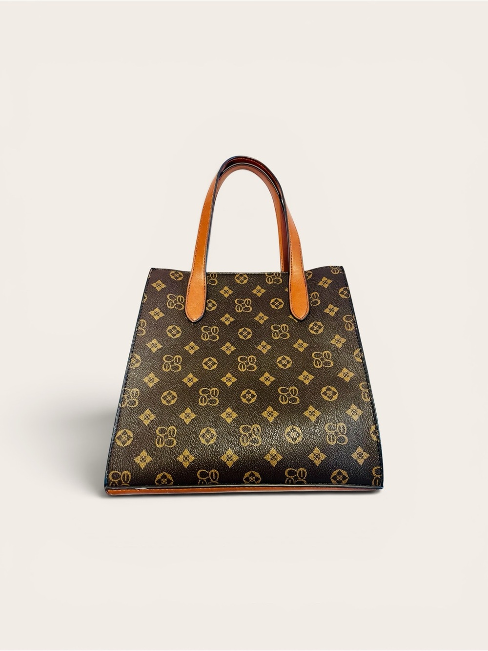 Designer Inspired Monogram Brown Tote Bag Crossbody Satchel Purse - Picture 5 of 16